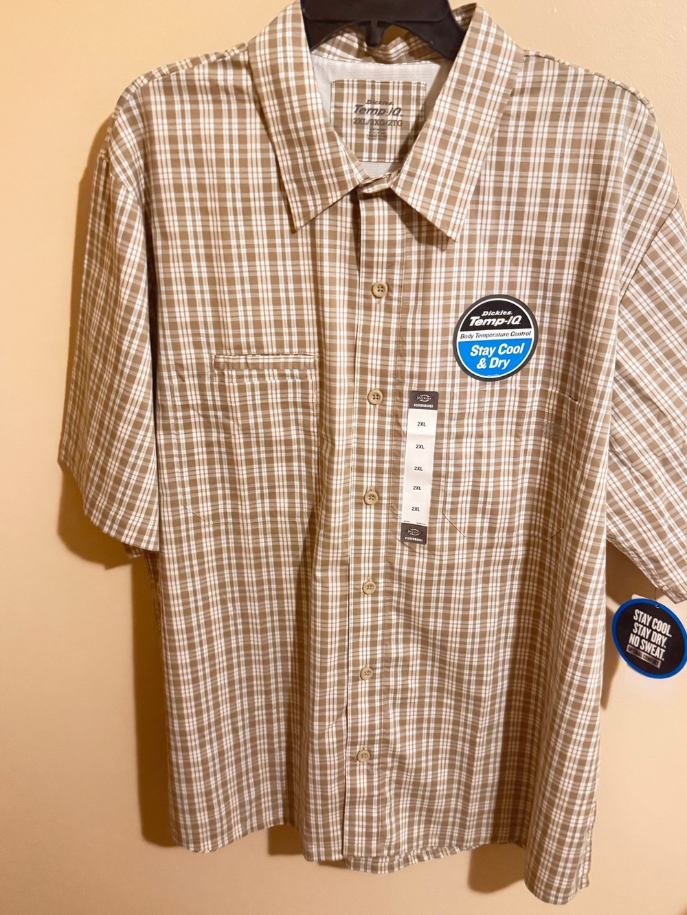 Dickies Brown and White Plaid Short Sleeve Button-Down Shirt